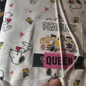 Peanuts Snoopy and Woodstock White Sheets Queen